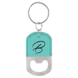 Customizable Leather Key Chain Bottle Opener - Squared/Rounded | 11 Colors Available