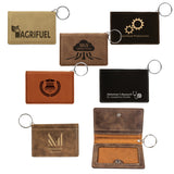 Customizable Leatherette ID Holder Keychains with Snap Button Closer | 6 COLORS