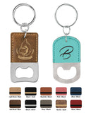 Customizable Leather Key Chain Bottle Opener - Squared/Rounded | 11 Colors Available