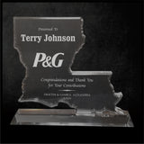 LA Trophies - Louisiana State Shape 3/4" thick Clear Beveled Acrylic Award 