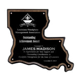 LA Trophies - Louisiana State Shape Plaque Black Alum full Plate