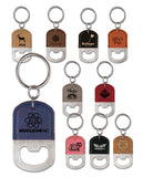 Customizable Leather Key Chain Bottle Opener - Squared/Rounded | 11 Colors Available