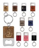 Customizable Leather Key Chain Bottle Opener - Squared/Rounded | 11 Colors Available