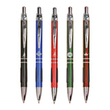 Customizable Ballpoint Pens with Rubber Gripper and Silver Accents | 5 COLORS