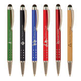 Customizable Ballpoint Pens with Device Stylus and Silver Accents | 6 COLORS