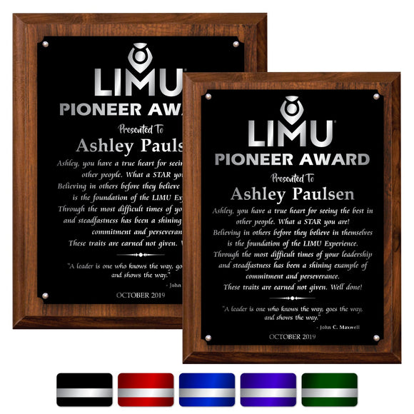 LA Trophies - Large Size Plaques with Solid Color Plate and SILVER Engraving - 9x12, 10.5x13 | 5 PLATE COLORS
