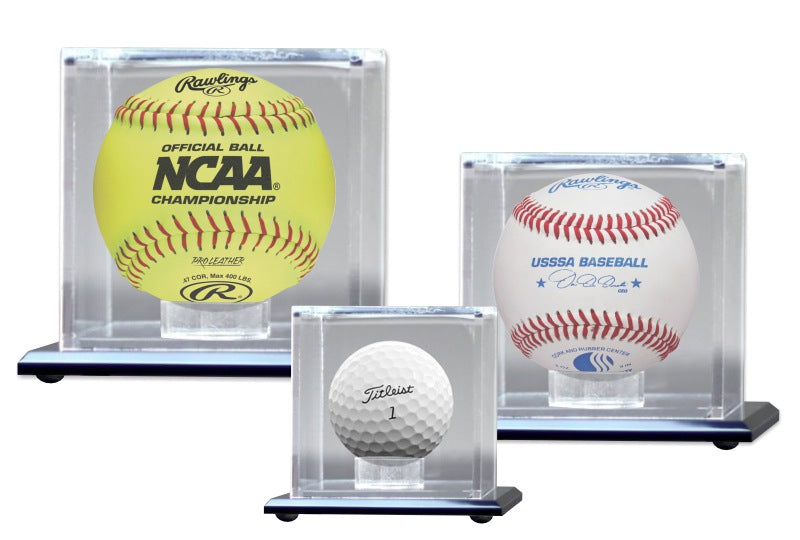 baseball card and ball display case Mirrored Display Cases for Small Sport Balls