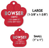 Red Paw Print Shape Pet Identification Tags for All Size Dogs and Cats | FREE SHIPPING!
