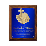 LA Trophies - Religious Christian Award Plaque with GOLD Engraving and 3D Praying Hands Relief - 8x10, 9x12 | 5 PLATE COLORS