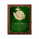 LA Trophies - Religious Christian Award Plaque with GOLD Engraving and 3D Praying Hands Relief - 8x10, 9x12 | 5 PLATE COLORS