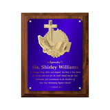 LA Trophies - Religious Christian Award Plaque with GOLD Engraving and 3D Praying Hands Relief - 8x10, 9x12 | 5 PLATE COLORS