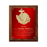 LA Trophies - Religious Christian Award Plaque with GOLD Engraving and 3D Praying Hands Relief - 8x10, 9x12 | 5 PLATE COLORS