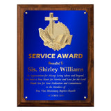 LA Trophies - Religious Christian Award Plaque with GOLD Engraving and 3D Praying Hands Relief - 8x10, 9x12 | 5 PLATE COLORS