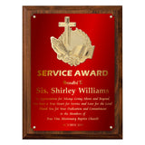 LA Trophies - Religious Christian Award Plaque with GOLD Engraving and 3D Praying Hands Relief - 8x10, 9x12 | 5 PLATE COLORS
