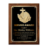 LA Trophies - Religious Christian Award Plaque with Gold Accent, GOLD Engraving and 3D Praying Hands Relief - 9x12, 10.5x13 | 5 PLATE COLORS