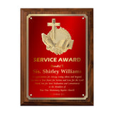 LA Trophies - Religious Christian Award Plaque with Gold Accent, GOLD Engraving and 3D Praying Hands Relief - 9x12, 10.5x13 | 5 PLATE COLORS