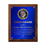 LA Trophies - Religious Christian Award Plaque with GOLD Engraving and Praying Hands Emblem - 6x8, 7x9, 8x10 | 5 PLATE COLORS