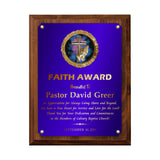 LA Trophies - Religious Christian Award Plaque with GOLD Engraving and Praying Hands Emblem - 6x8, 7x9, 8x10 | 5 PLATE COLORS