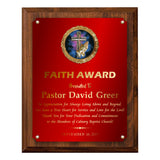 LA Trophies - Religious Christian Award Plaque with GOLD Engraving and Praying Hands Emblem - 6x8, 7x9, 8x10 | 5 PLATE COLORS