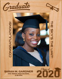 Graduation Celebration Red Alder Laser Engraved 5" x 7" Photo Picture Frames | Congratulations Graduate Class of 2020 Senior Picture Frame