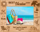 Best Vacation Ever Memories Celebration Red Alder Engraved 5" x 7" Picture Frames | 6 DESIGNS