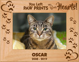 Cat left Paw Prints on Our Hearts 5" x 7" Photo Picture Frame