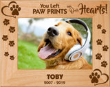 Dog left Paw Prints on Our Hearts 5" x 7" Photo Picture Frame