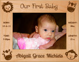 Jungle Animals - Celebrating My First Baby Red Alder Laser Engraved 5" x 7" Photo Picture Frame
