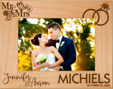 Wedding Memories Celebration Red Alder Laser Engraved 5" x 7" Photo Picture Frames | 5 DESIGNS