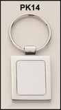 Airflyte Polished Silver keyring with matte silver engravable aluminum insert Square Shape