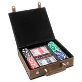 Customizable Leatherette Poker Set with Cards, Dice, and Chips | 4 COLORS