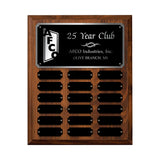 LA Trophies - 10.5x13 Perpetual Plaque with 18 Plates - Black with Silver Engraving