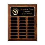 LA Trophies - 10.5x13 Perpetual Plaque with 21 Plates - Black with Gold Engraving