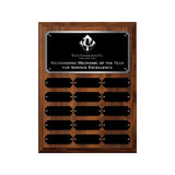 LA Trophies - 9x12 Perpetual Plaque with 15 Plates - Black with Silver Engraving