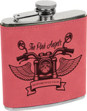 personalized customize personal custom gifts present best idea birthday retirement corporate engrave engraving flask rawhide light dark brown blue black silver gold pink grey gray 6 oz