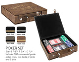 Customizable Leatherette Poker Set with Cards, Dice, and Chips | 4 COLORS