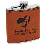 personalized customize personal custom gifts present best idea birthday retirement corporate engrave engraving flask rawhide light dark brown blue black silver gold pink grey gray 6 oz