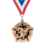 2-1/4" Super Star Series 3rd Place Medals on 7/8" Neck Ribbons
