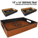 Customizable Leatherette 16" x 12" Serving Trays with Removable Mat | 3 COLORS