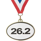 2-1/2" Oval Running 26.2 full marathon Medals on 7/8" Neck Ribbons