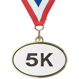 2-1/2" Oval Running 5K Medals on 7/8" Neck Ribbons