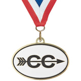 2-1/2" Oval Running Cross Country Running Medals on 7/8" Neck Ribbons