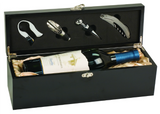 single wine presentation box with wine tools included personalize engrave engraved engraving red lining corporate gift boss employer business elegant gift idea present classy