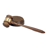 LA Trophies -  Genuine 10 inch Walnut Gavel with Brass Engraving Band and Sounding Block Set