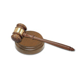 LA Trophies -  Genuine 8 inch Walnut Gavel with Brass Engraving Band and Sounding Block Set