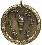 2" XR Series track & field events Award Medals on 7/8" Neck Ribbons