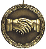 2" XR Series hand shake team work Award Medals on 7/8" Neck Ribbons