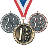 2" XR Series Place Medals on 7/8" Neck Ribbons | 1st 2nd 3rd