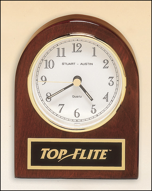 Airflyte Rosewood stained piano finish desk clock with three hand move