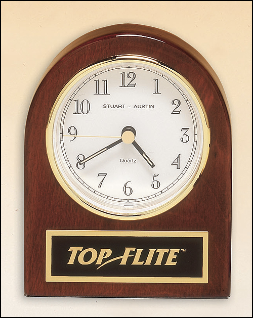 Airflyte Rosewood stained piano finish desk clock with three hand movement